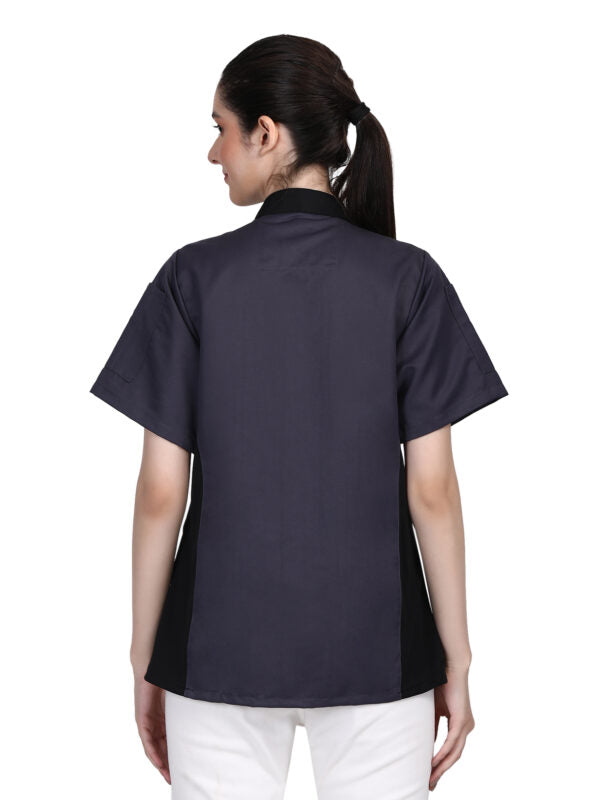 Short Sleeves Only Women’s Ladies Side Mesh Chef’s Coat Jacket By Uniformates – Grey